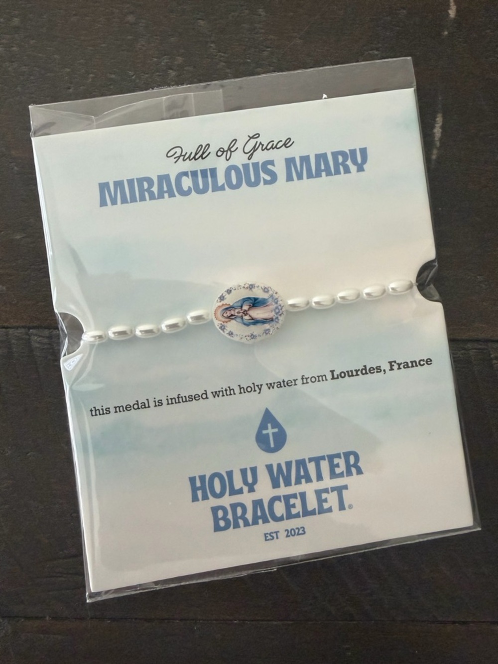 Holy Water Bracelet Miraculous Mary Silver Beaded Bracelet